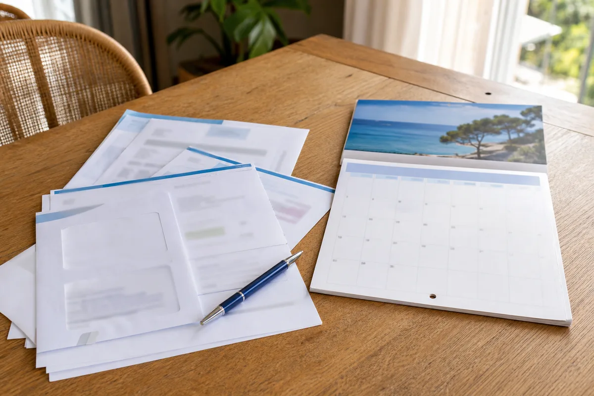 Pochette de documents avec relevé d’information, carte grise et permis avant de changer d’assureur
